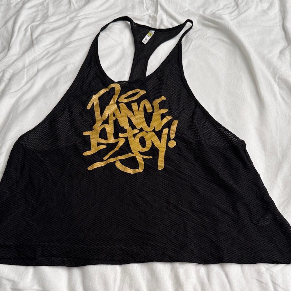 Zumba Fitness Black Tank Top with Gold Graphic